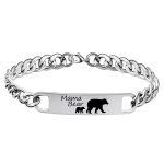 Customized 3-5 days Stainless steel Mama Bear Mother's Day gift engraved titanium steel bracelet