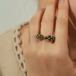 Black Panther Diamond Set Enamel Glazed Open Ring Fashionable and niche Design Jewelry for Women