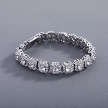 Fashion Trendy Ice Sugar Chain Cuban Chain Ice Sugar Link 5A Zircon Tennis Bracelet Flip Cover Men's Trendy Bracelet