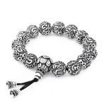 Ethnic Style Literary Buddhist Bead Men's Bracelet with Six-Syllable Mantra, Vintage Unique Design, Yunnan Snowflake Heart Sutra Beaded Bracelet
