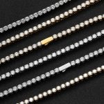 4mm Spring Clasp Stainless Steel Tennis Chain Hip Hop Zircon Men's Bracelet