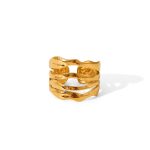Irregular line stainless steel ring for women