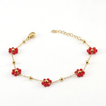 Versatile Fresh Floral Stainless Steel Bracelet for Women, Unique Titanium Steel Necklace Jewelry