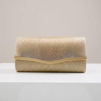 Fashion Straw Dinner Bag Woven Clutch Purse with Gold Chain Strap