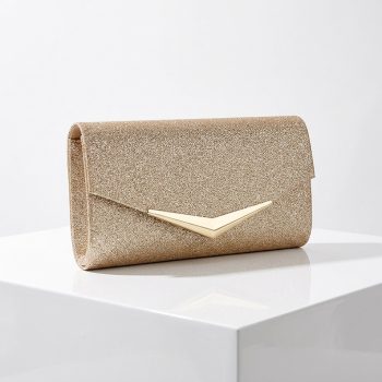 Cross-Border European & American Retro Glitter Envelope Dinner Bag | Champagne & Silver Clutch with Chain Strap