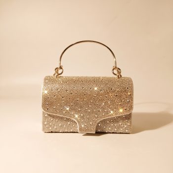 Silver Hard Shell Top Handle Bag with Detachable Chain